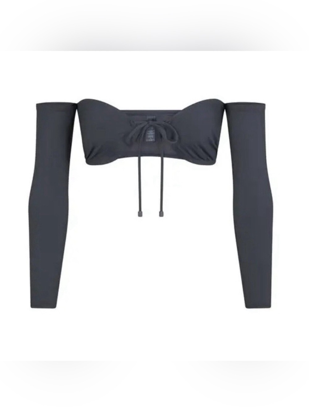SKIMS Recycled Long Sleeve Swim Tie Top in Gunmetal NEW XL